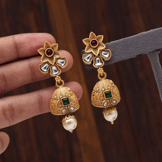 Rani & Green Matte Gold Earrings