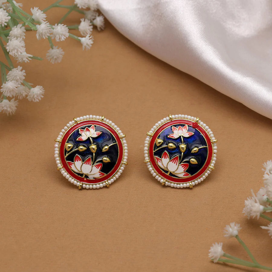 Blue Color Meenakari Studs Earrings