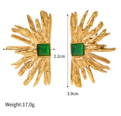 Luxe 18k Gold Green Studs