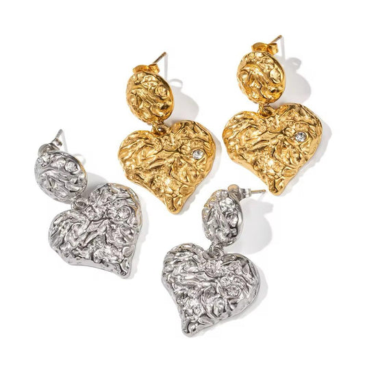 Luxe 18K Gold Heart Drop Earrings