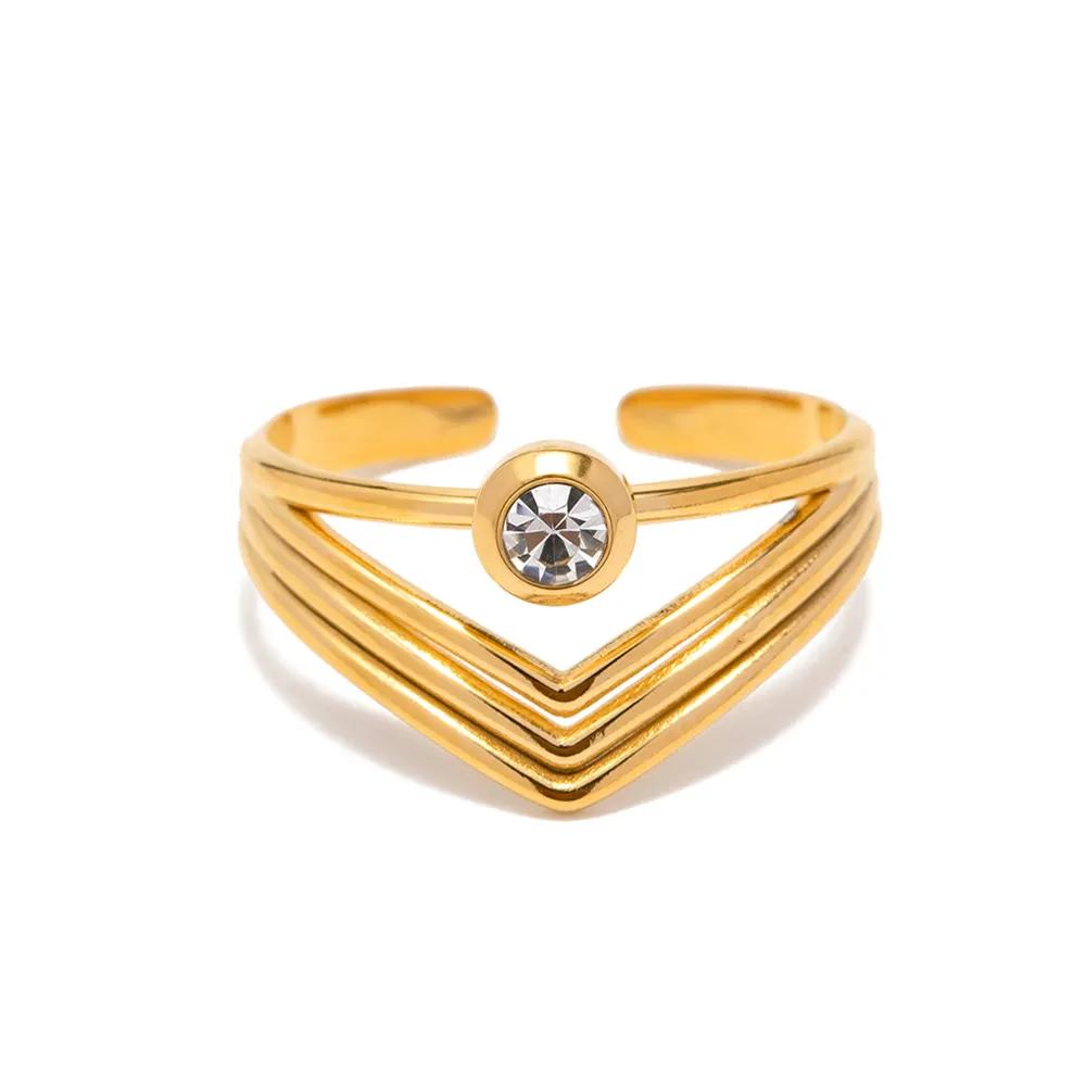 18k Gold Plated V Shape Ring