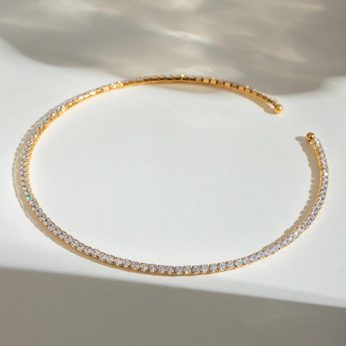 Tennis Gold Plated Hasli Necklace