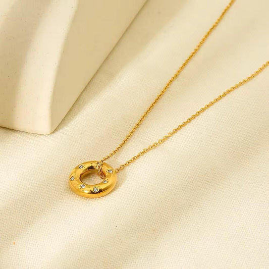18K Gold Plated Ring Pendant Necklace