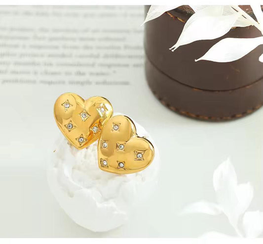 Luxe 18k Gold Plated Heart Earrings