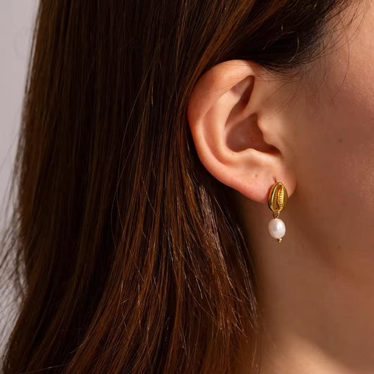 18k Gold Plated Pearl Shell Earrings