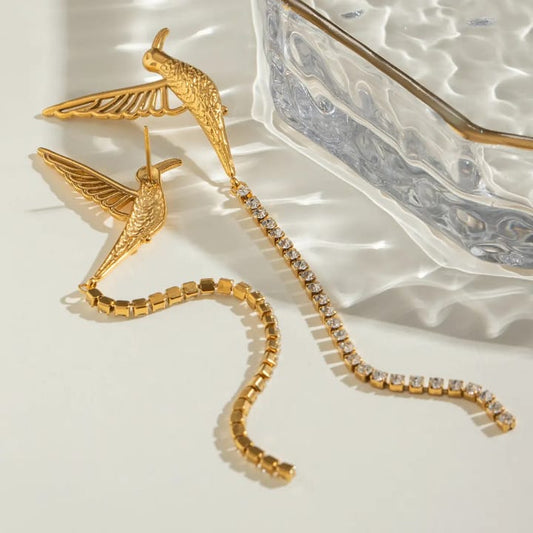 Luxe Humming Bird Drop Earrings