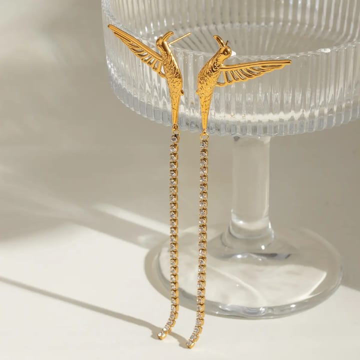 Luxe Humming Bird Drop Earrings
