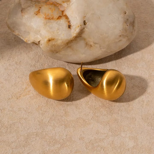 18k Matte Gold Teardrop Earrings