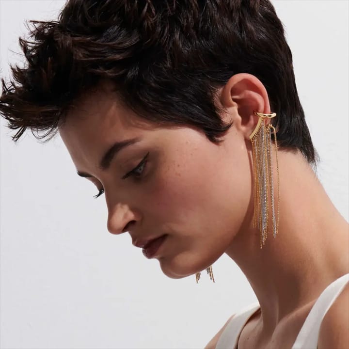 Luxe Dual Tone Single Earrings