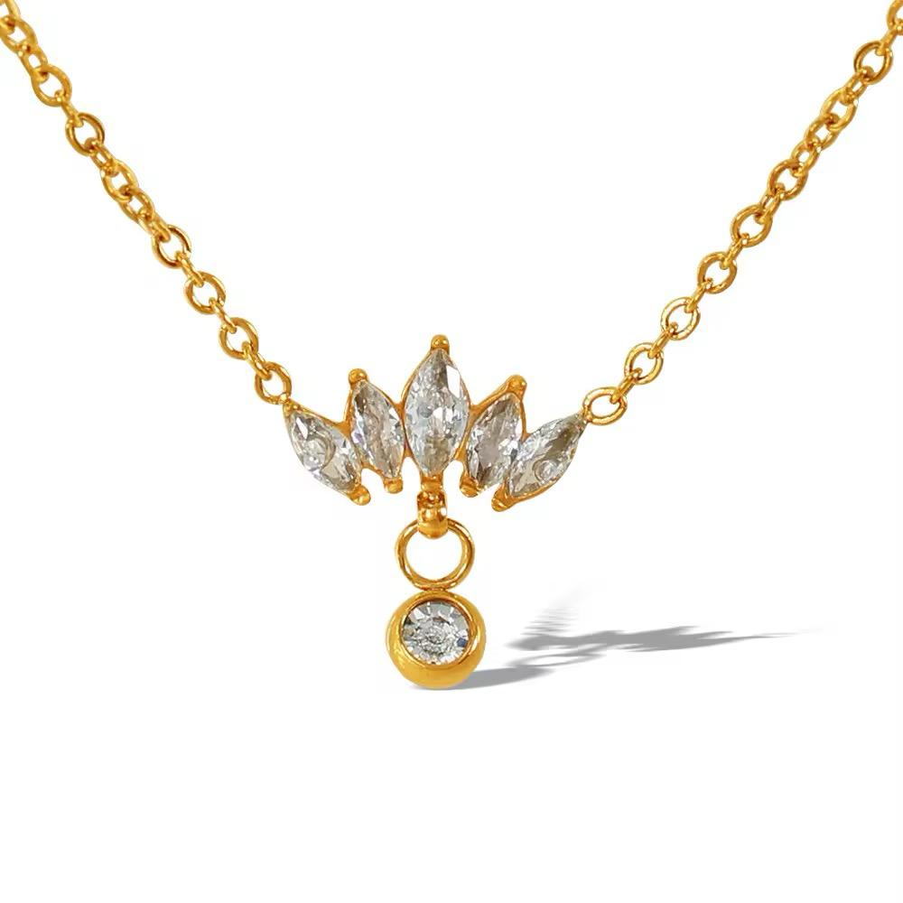 18k Gold Flower Drop Necklace