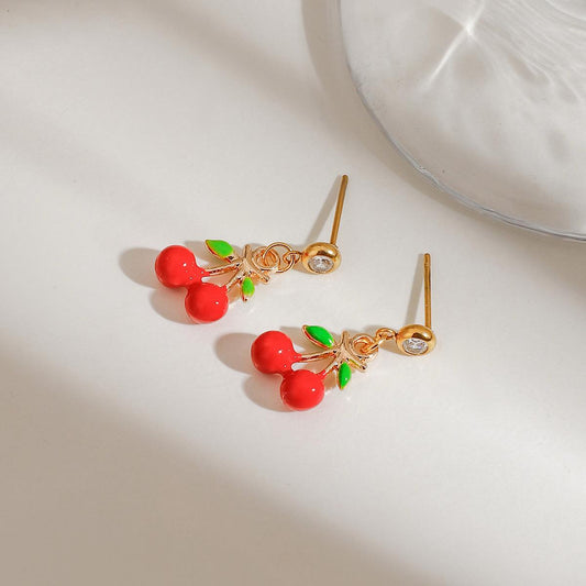 Small Cherry Drop Earrings