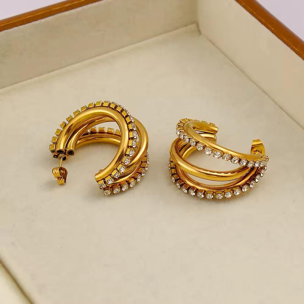18k Gold 3 layer Hoop Earrings