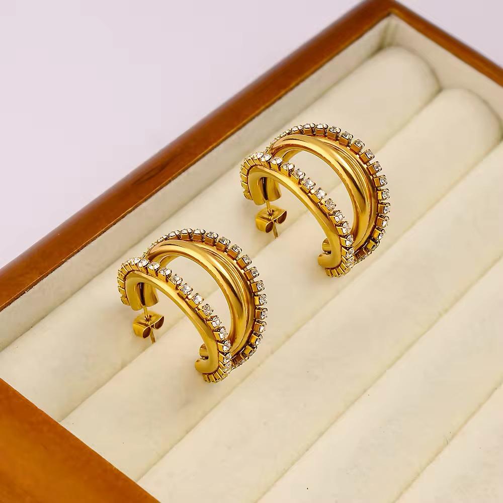 18k Gold 3 layer Hoop Earrings