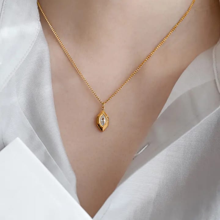 18k Gold Crystal Necklace