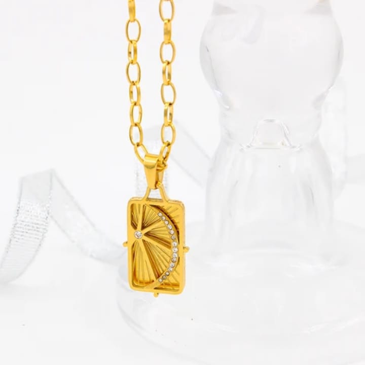 18k Gold AD Studded Moon Necklace
