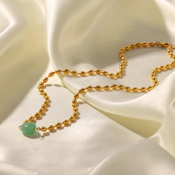 18k Gold Plated Mint Bead Necklace