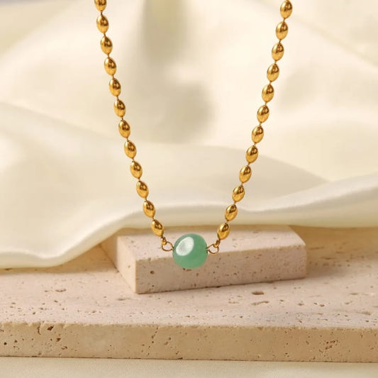 18k Gold Plated Mint Bead Necklace