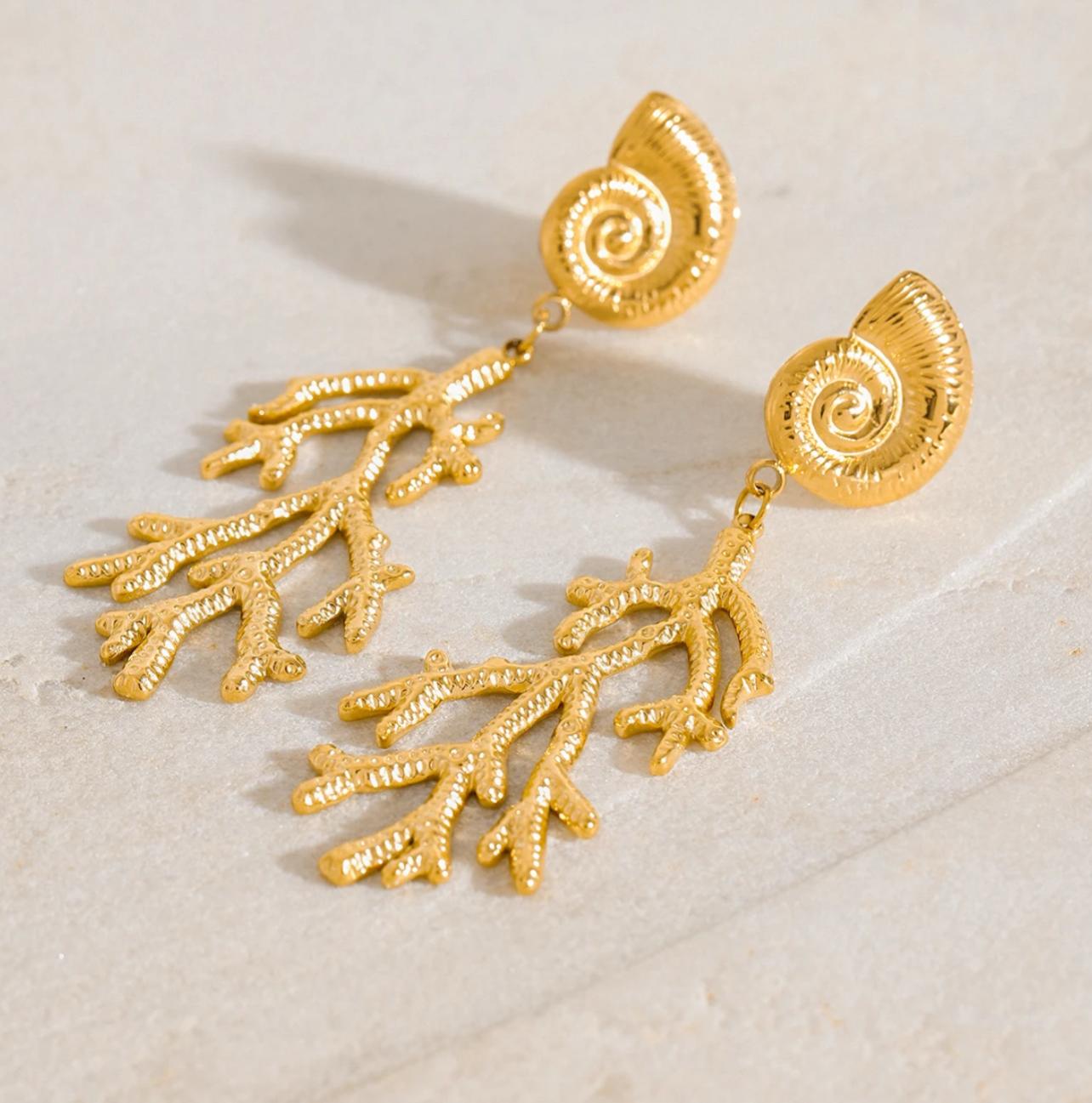 Luxe Shell with Coral Drop Earrings