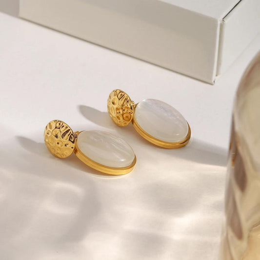 Luxe Gold MOP Drop Earrings