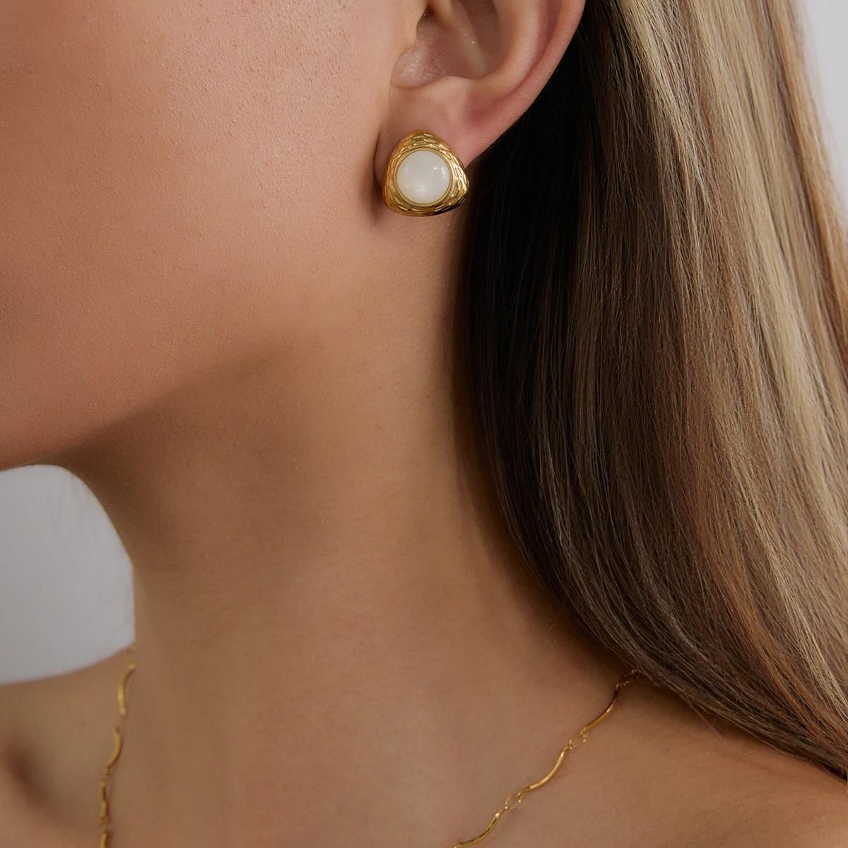 Triangle Gold MOP Studs Earring