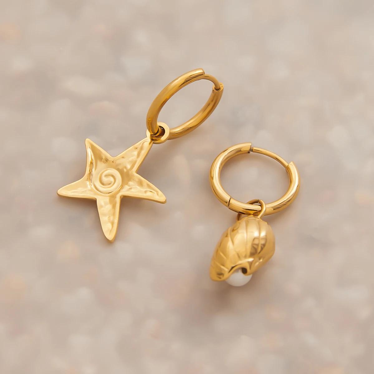 Luxe Star & Shell Drop Earring