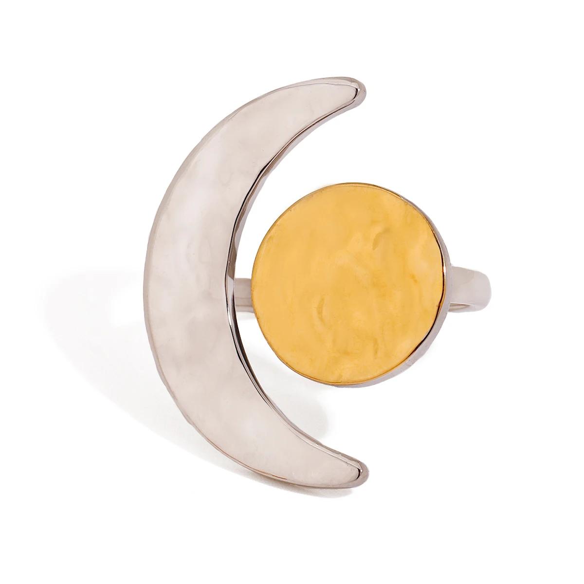 Luxe Dual Tone Moon Finger Ring