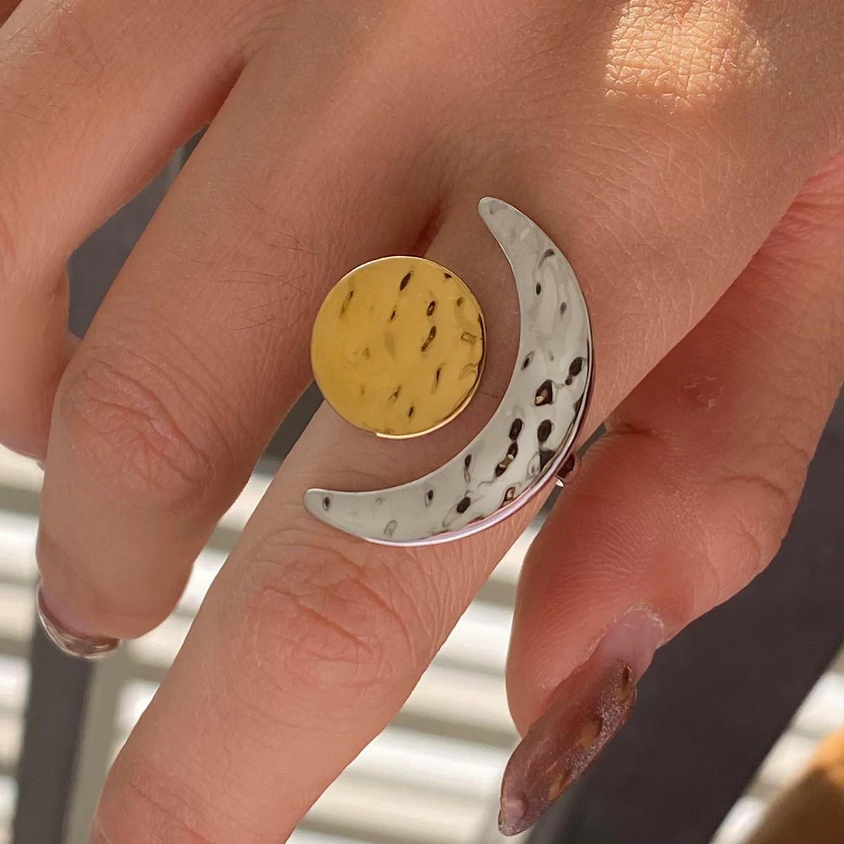 Luxe Dual Tone Moon Finger Ring