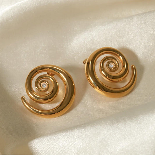 Luxe 18k Gold Plated Swirl Earrings