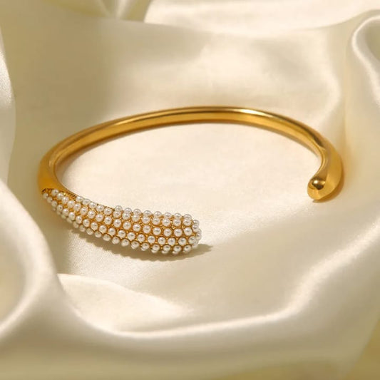 Luxe Pearl Studded Bangle Bracelet