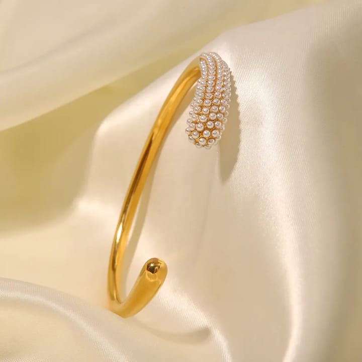 Luxe Pearl Studded Bangle Bracelet