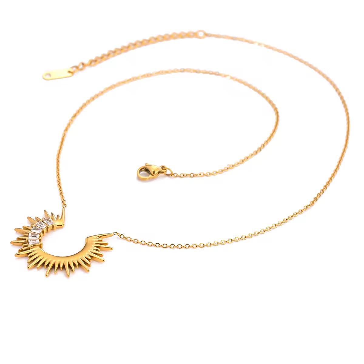 AD Studded Moon Necklace