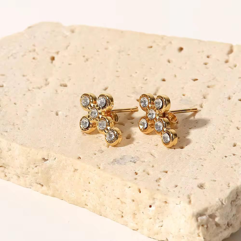AD Studded Cross Studs Earrings