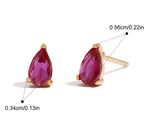 Ruby Pink Small Studs Earrings