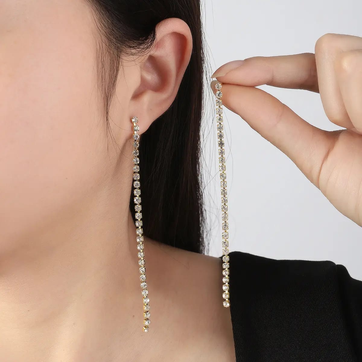 18k Gold PVD Plating Tennis Earrings