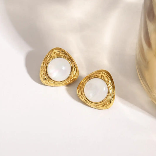 Triangle Gold MOP Studs Earring