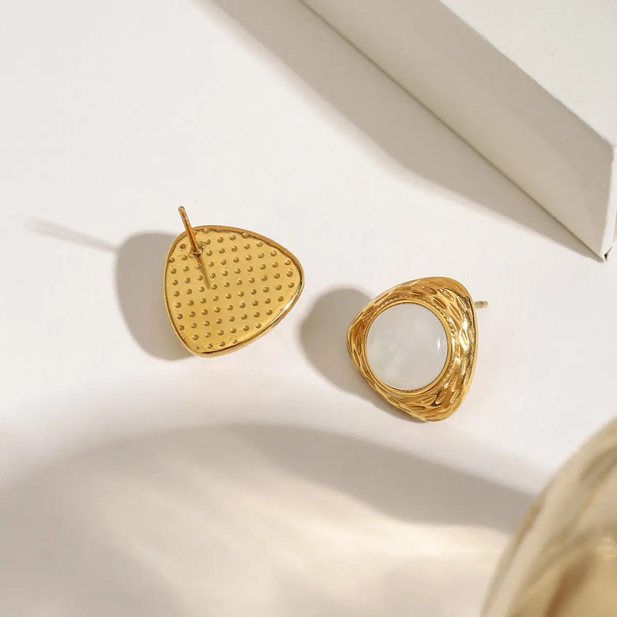 Triangle Gold MOP Studs Earring