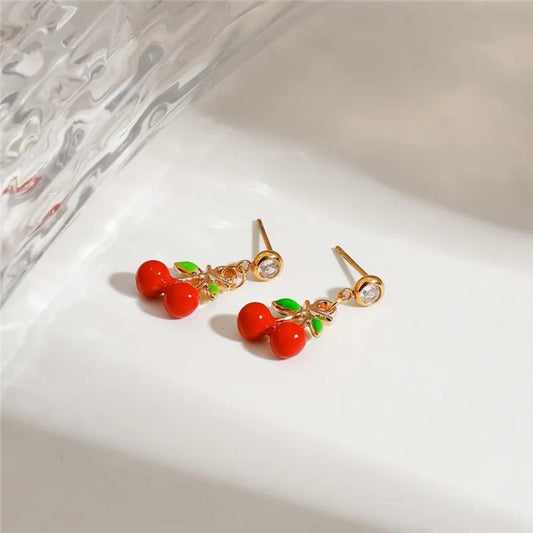 Cherry Red Small Drop Earrings
