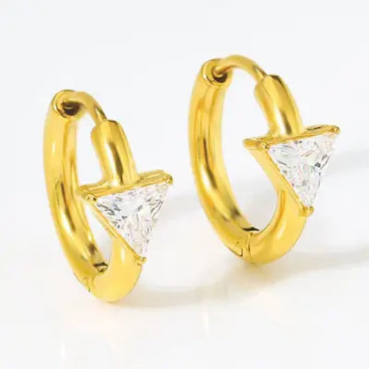 Triangle Diamond Small Hoop Earrings