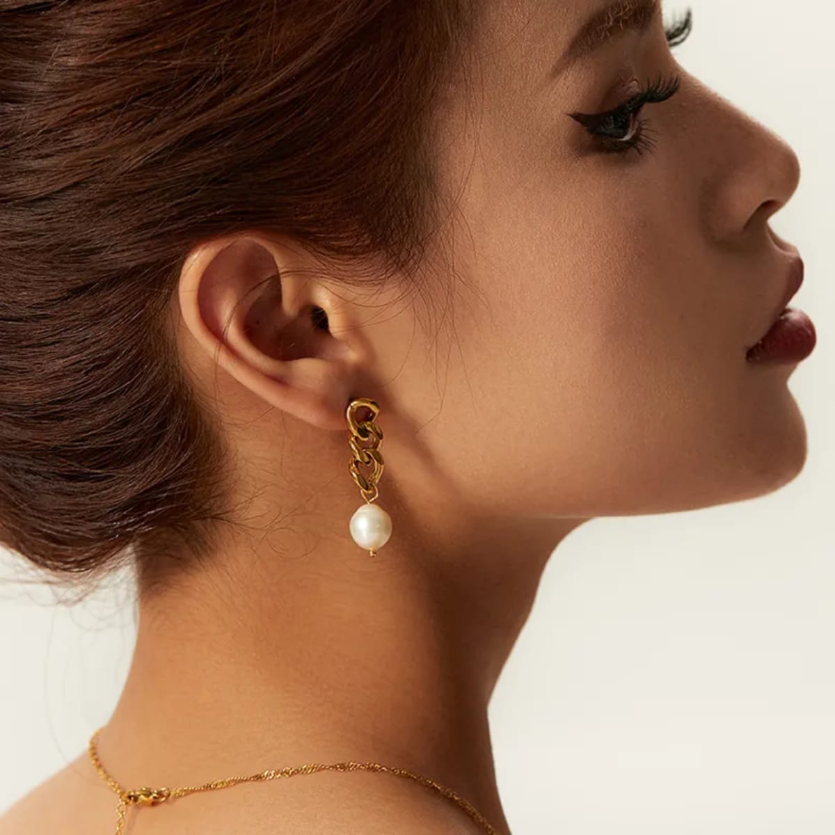 18k Gold PVD Plating Pearl Drop Earrings