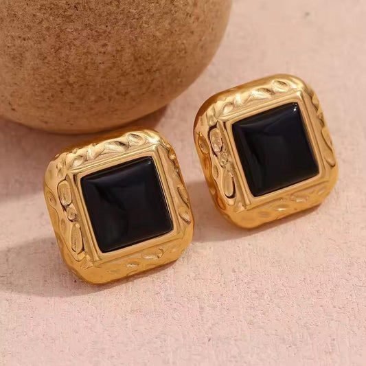 Black Statement Studs Earrings