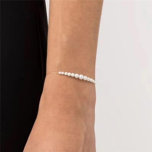 White Pearl Chain Bracelet