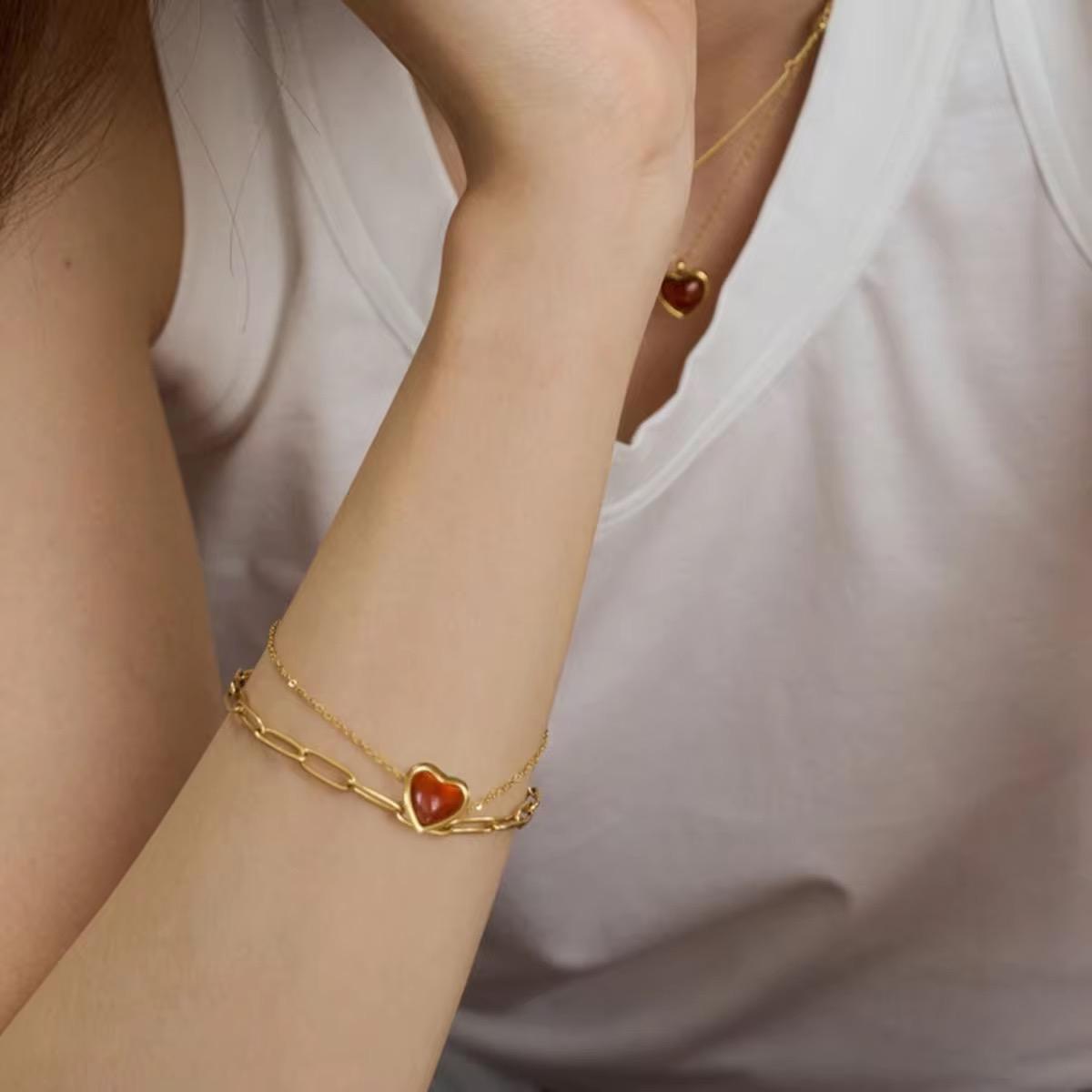 Rustic Earth Heart Chain Bracelet