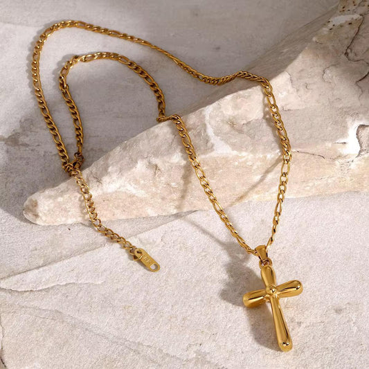 Gold Cross Pendant Chain Necklace