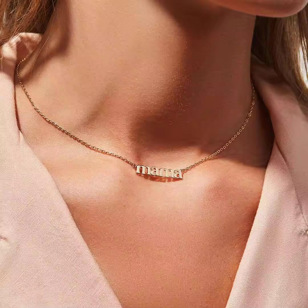 Mama Pendant Gold Chain Necklace