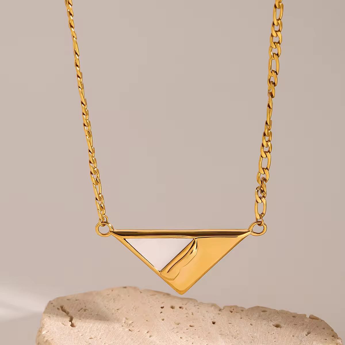 Triangle MOP Gold Chain Necklace