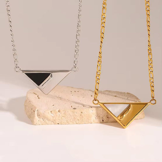 Triangle MOP Gold Chain Necklace