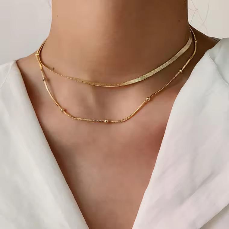 Gold Double Layer Chain Necklace