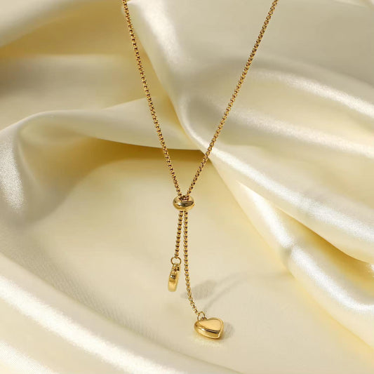 Double Heart Gold Chain Necklace