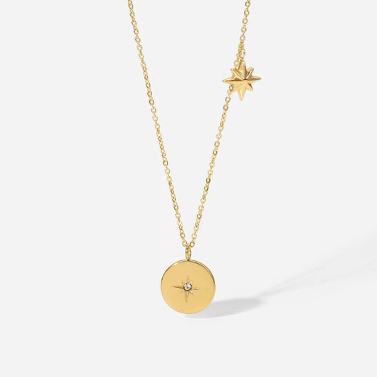 Sparkling Gold Pendant Chain Necklace