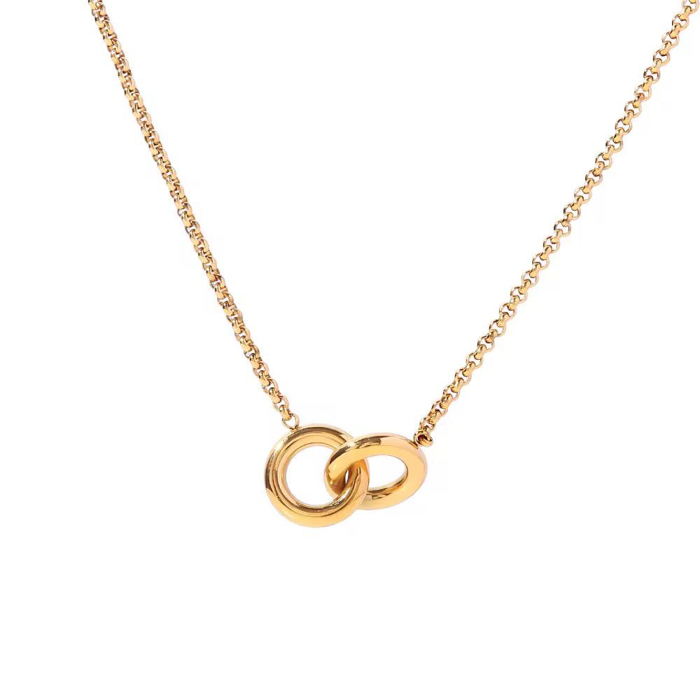 Small Double Gold Ring Chain Necklace